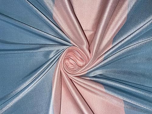 Soie Dupion rose pastel rayures bleues 111,8 cm DUPNEWS11 Soies