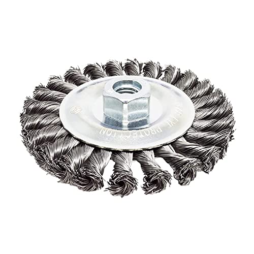 Image of Benchmark Abrasives 5 inch Standard Twist Knot Abrasive Wire Wheel for Angle Grinder with 5 /8 inch-11 Thread, Cleaning Narrow Holes, Drill, Deburring Grinding Wheels Wire Wheel Attachment - Carbon Steel