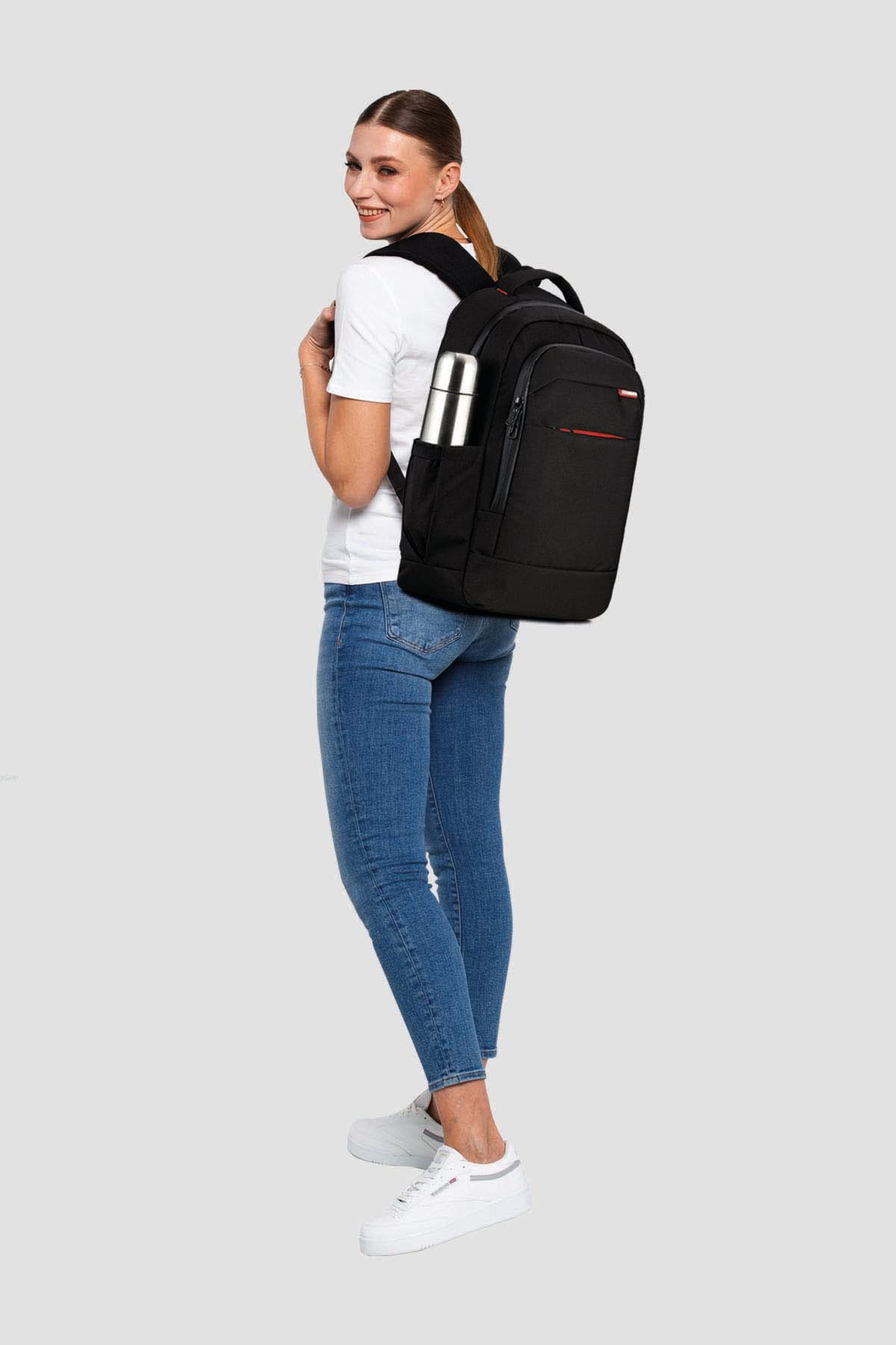 Classone BP-L400 15,6" Floransa Serisi Wtx Pro Su Geçirmez Kumaş, Notebook,Laptop Sırt Çntası-Siyah