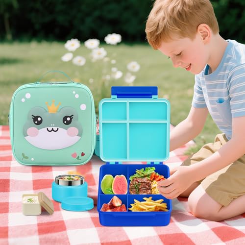 Image of Kids Bento Box - 4 Compartment, Leak-Proof, with Soup Thermo