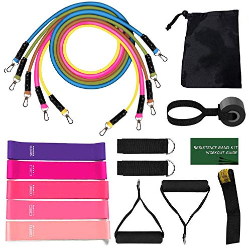 Risefit Resistance Bands Set, Exercise Loop Bands Include 5 Stackable Exercise Bands with Handles, Carry Bag, Legs Ankle Straps & Door Anchor Attachment