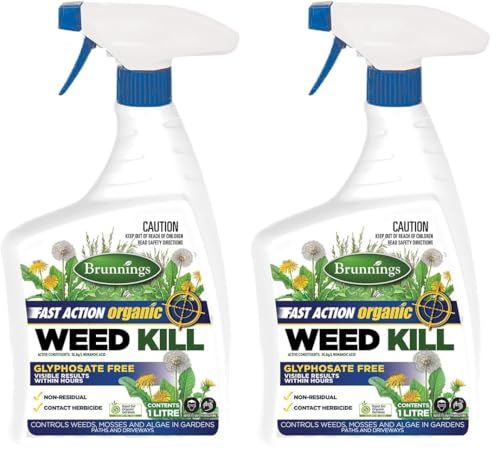 Brunnings Organic Fast Action Ready to Use Weed Killer 1 Litre (Pack of 2)