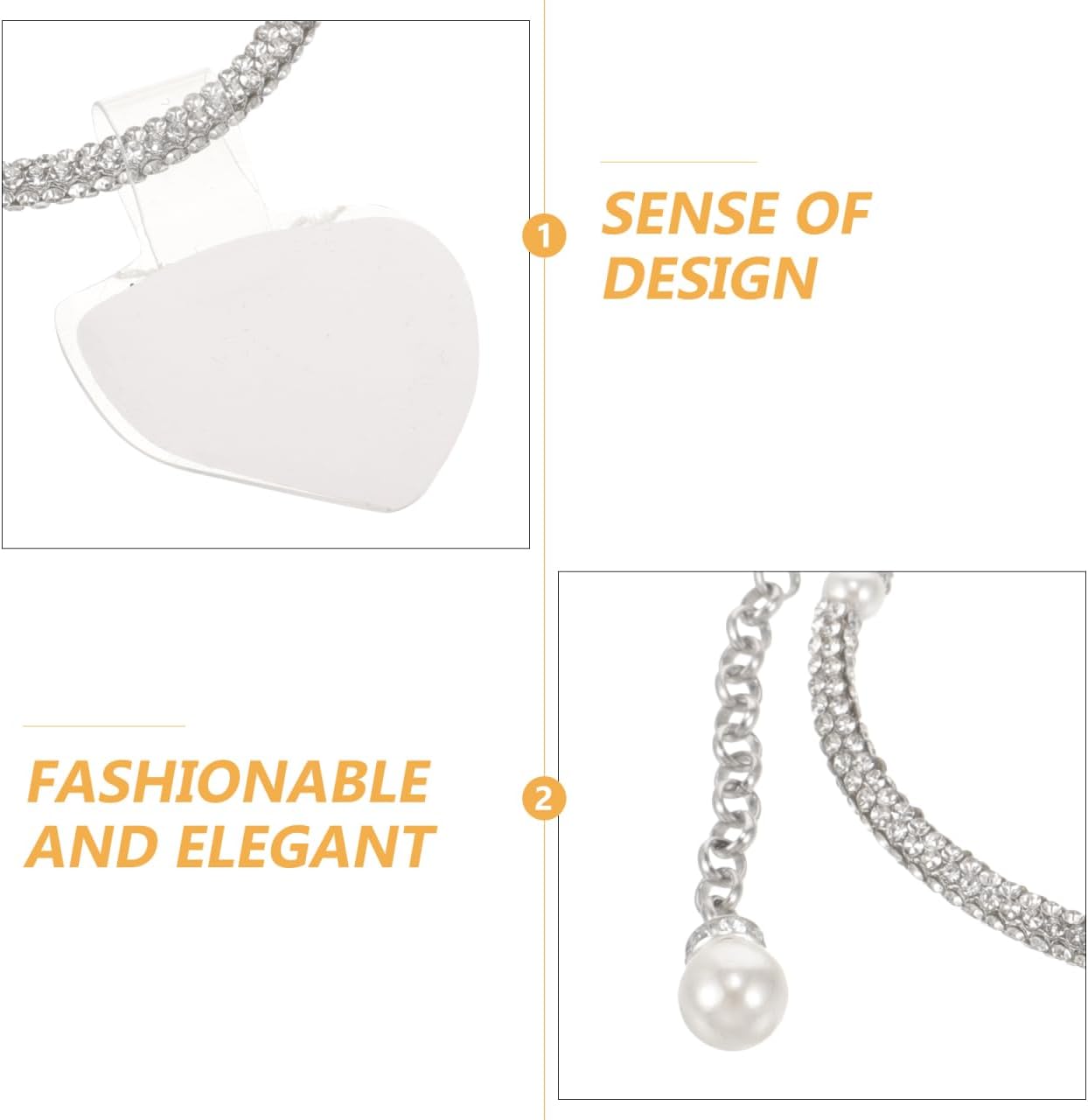 BESTYASH Rhinestone High Heel Shoe Straps for Women Replaceable High Heel Shoe Chains Pearl with Clasp Comfortable Anti-Slip Ankle Straps for Wedding Party Accessories