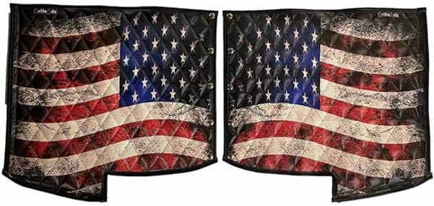 Technical Precision Replacement for Kenworth W900L Year 1993 Quilted Vinyl Fender Guards Old Glory Flag Design Pair