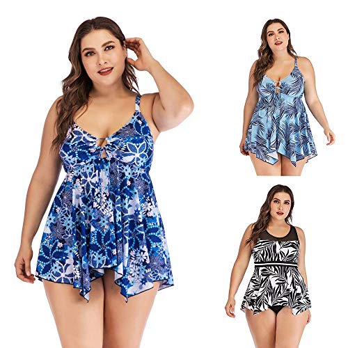 Maillot de bain grande taille à imprimé et jupe fendue pour femme