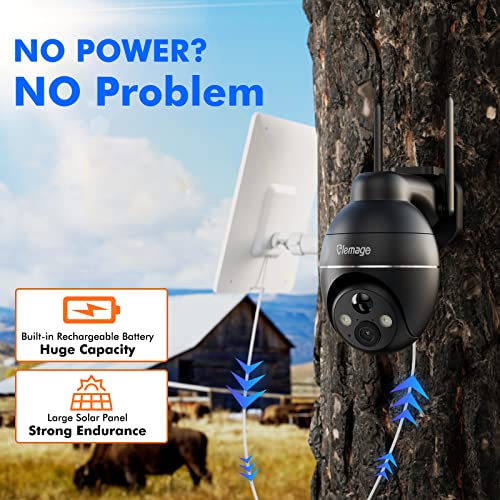 Elemage 4G Lte Cellular Solar Security Cameras Wireless Outdoor,2K 3Mp Hd Outdoor Camera With Ptz 360°View,Color Night Vision,Motion Detection,Siren Spotlight Alarm,2-Way Talk,Ip65 For No Wifi Place #TOP3