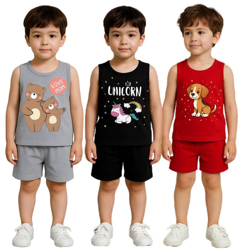 Kids Boys Sleeveless T-Shirt and Shorts Combo Set | Cotton Summer Wear | Casual Sports Outfit | Comfortable Kids Clothing Set-image-10