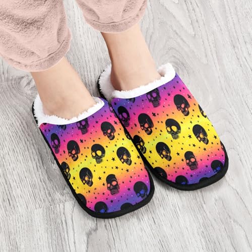 Yellow Skull Gradient Slippers For Women Men Soft Memory Foam Non-Slip Halloween Winter Indoor House Shoes Travel Slipper4