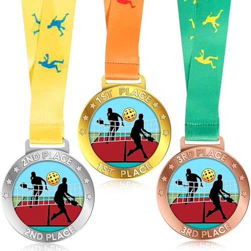 Loetere 2.8 in Award Medal 1st 2nd 3rd Place Trophy with Ribbon Large Gold Silver Bronze for Tournaments Field Games Family(6 Pcs Dinkball)