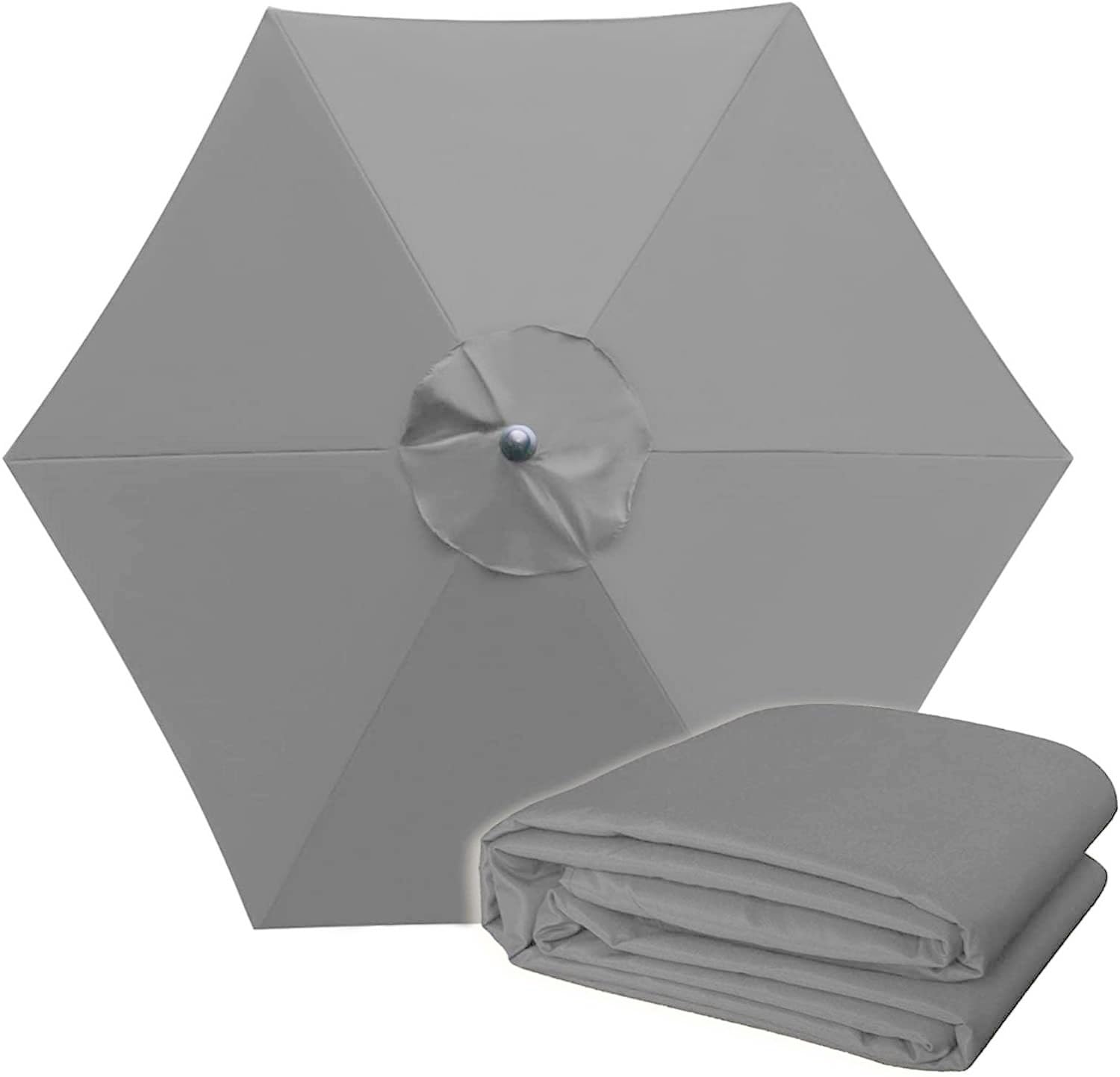 QIQVIV 2.0M/2.7M/3.0M Replacement Garden Parasol Canvas 6/8 Ribs Replacement Canopy For Parasol Umbrella Replacement Cloth(Grey,(6Rib) 3.0m/118in)