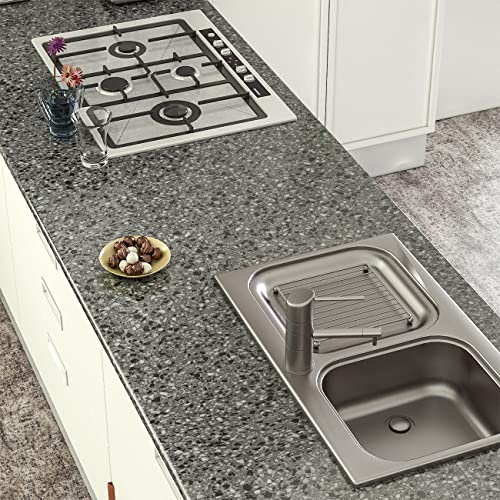 Papel de contacto de vinilo de granito impermeable de 197x16 pulgadas para cocina 3