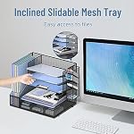Organisateur de bureau avec support de fichiers 5 Niveau et 3 Trieurs de fichiers incrustés noir Supeasy organisateur de plateau lettre papier avec 3 trieurs de fichiers inclinés pour garder des papiers, des dossiers et des fournitures de bureau à portée de main
