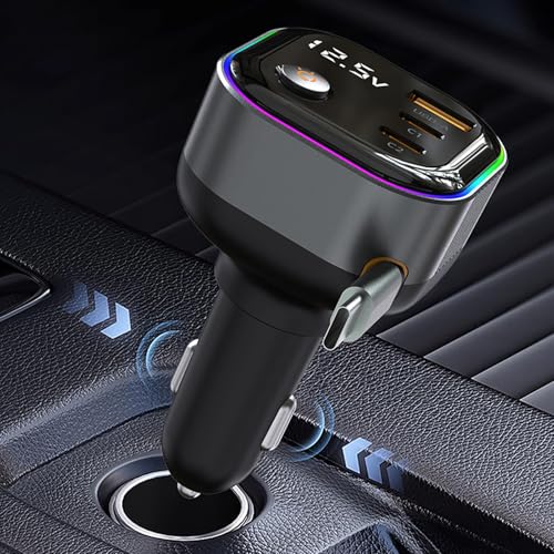 Chargeur voiture rapide PD65W câble rétractable 78 cm et indicateur LED - 6