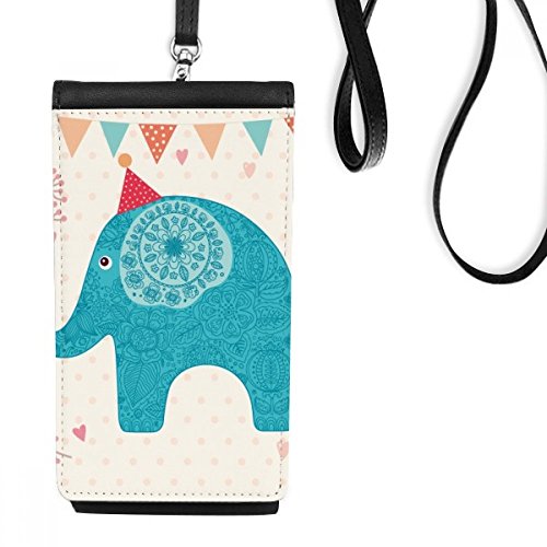 Smartphone bourse éléphant noir étui téléphone suspendu faux cuir porte-monnaie