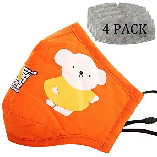 Coving Kids Dustproof Fashion Protective - Washable, Reusable Cotton Fabric Cartoon Bears Cotton for children,Yellow
