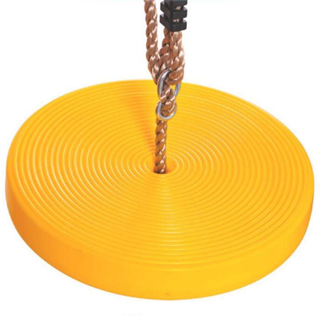 Columpio de Disco para Columpio Colgante para Juguete Al Aire Libre Asiento Disco Plástico PE Cuerda Ajustable Soporte 120 Kg Instalación, Amarillo