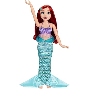 Disney Princess Ariel 80cm Jakks Pacific Moving Doll with Brush for Comb Hair Movie Inspired Dress Removable Pendant Necklace