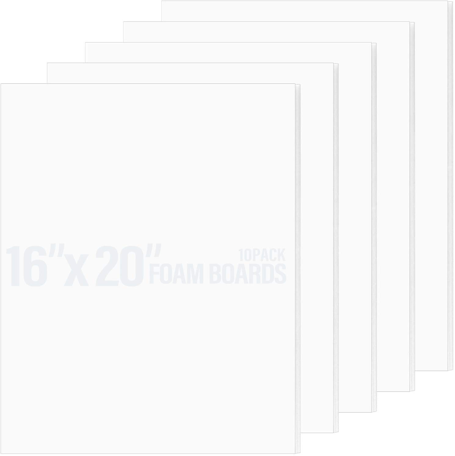 Golden State Art, Pack of 10, 1/8" Thick, 16x20 White Foam Core Backing Boards(16x20, White)