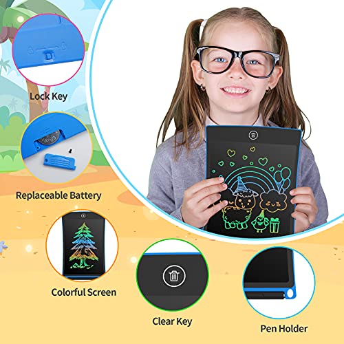 Image of Pack of 2 Magic Board 8.5 Inches, LCD Writing Board Toy from 3 4 5 6 + Years, Colourful Screen Educational Toy for Children Christmas Birthday Gifts (Blue + Pink)
