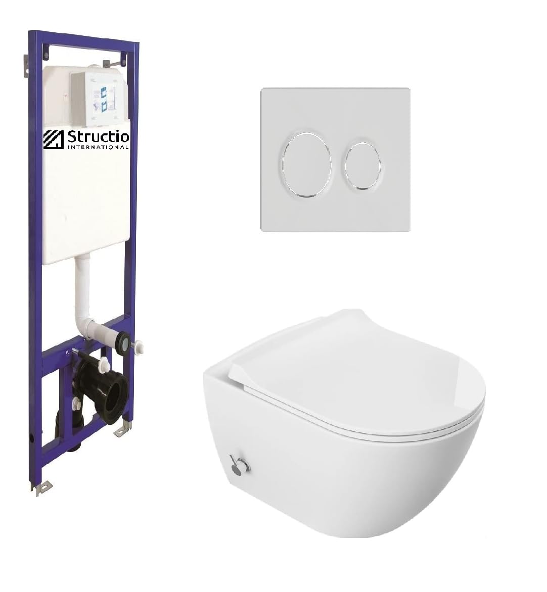 Juego completo de inodoro colgante de pared, función de bidé, juego completo de inodoro, sin bordes, elemento de pared, cisterna, sin bordes, tapa de cierre suave