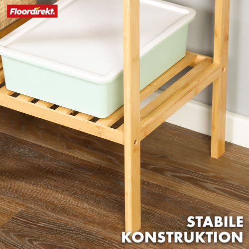 Floordirekt Bambus Regal, schmales Standregal für Badezimmer, Schlafzimmer, Wohnzimmer, Holzregal mit 4 Etagen, Regal Größe 34 x 33 x 110 cm (Lowa)