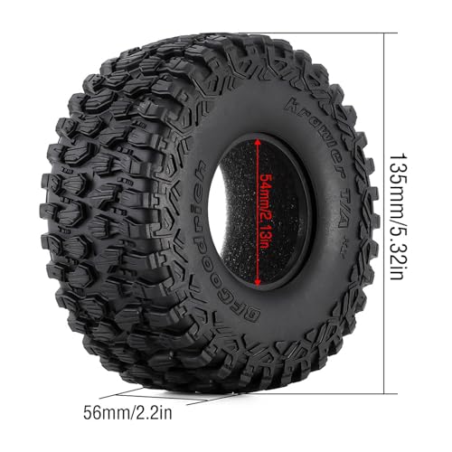 RC Crawler Tires, 2.2\", 135mm All Terrain Rubber Tires Compatible with 1/7 1/8 1/10 Short Course Truck Desert Racer - Thumbnail 4