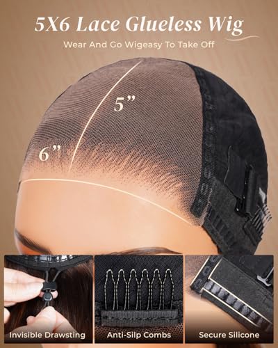 Image of Arabella 6x5 Brown Highlight Glueless Wigs Chocolate 210% Density 20inch