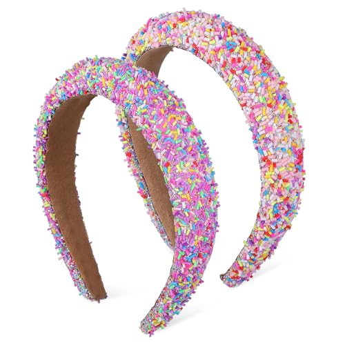 Gogogmee 2pièces Bandeau Épais Pour Cheveux Avec Paillettes Style Bonbon Pour Femmes Et Filles Lot