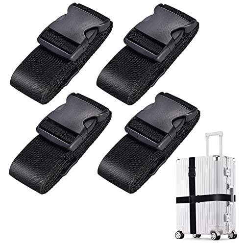 Carehabi-123 Lot de 4 Sangles de Valise Noir