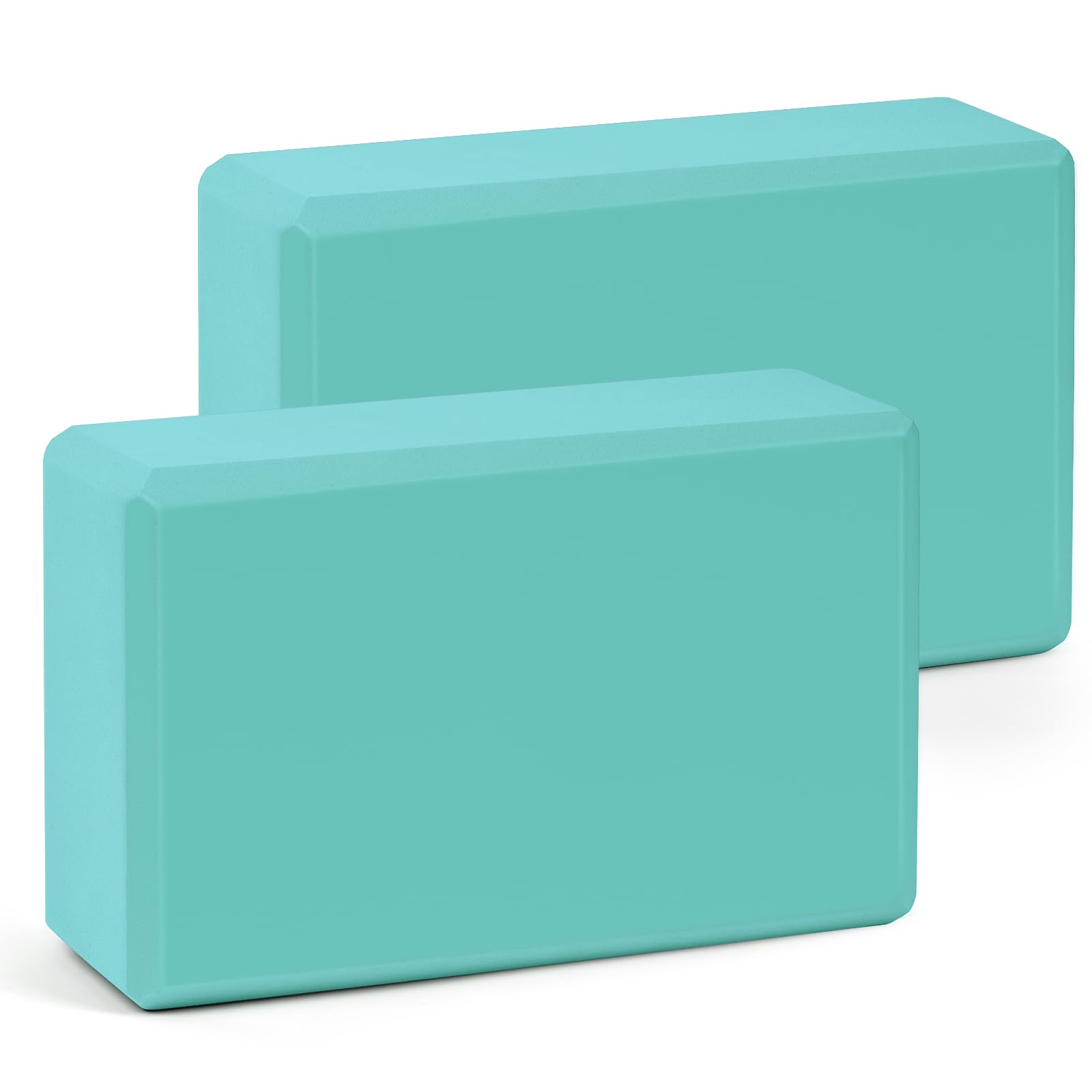 Flintronic Yoga Blocks Set of 2, Sports Yoga Blocks, Gym Bricks, Non-Slip Lightweight Yoga Block, High-Density EVA Foam Yoga Block for Yoga Pilates Training and Home Exercise, Turquoise