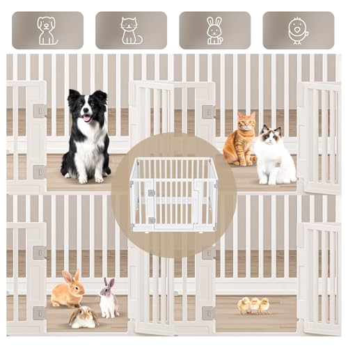 Gupamiga Welpenlaufstall, Hundelaufstall faltbar mit Tür, welpenauslauf für Wohnung, Fest und Glatt, Einfache Installation, Weiß （89 x 89）