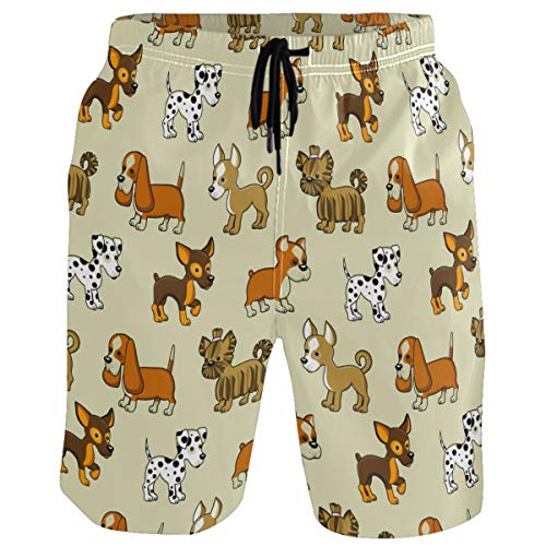 Visesunny - Bañador para hombre, diseño de cachorro con estampado de perro de secado rápido, informal, con forro de malla - Multi color - Medium