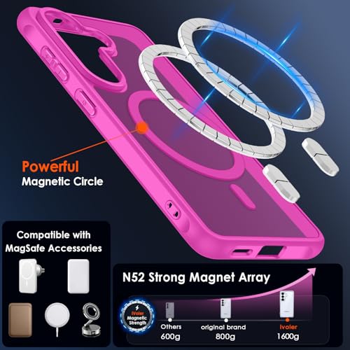ivoler 3-in-1 Magnetic Case for Samsung Galaxy S26 5G 6.3'' with 2 Pack Screen Protector, [MagSafe Compatible] [Military Grade Drop Protection] Slim Translucent Shockproof Phone Cover- Rose Red by ivoler - Image 5
