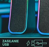 Speedlink Token Gaming PC Głośnik Bluetooth - Głośnik do gier RGB z kablem Gniazdo AUX 3,5 mm lub złącze Bluetooth do laptopa, tabletu, smartfona, 6 trybów oświetlenia, 12 W, czarny