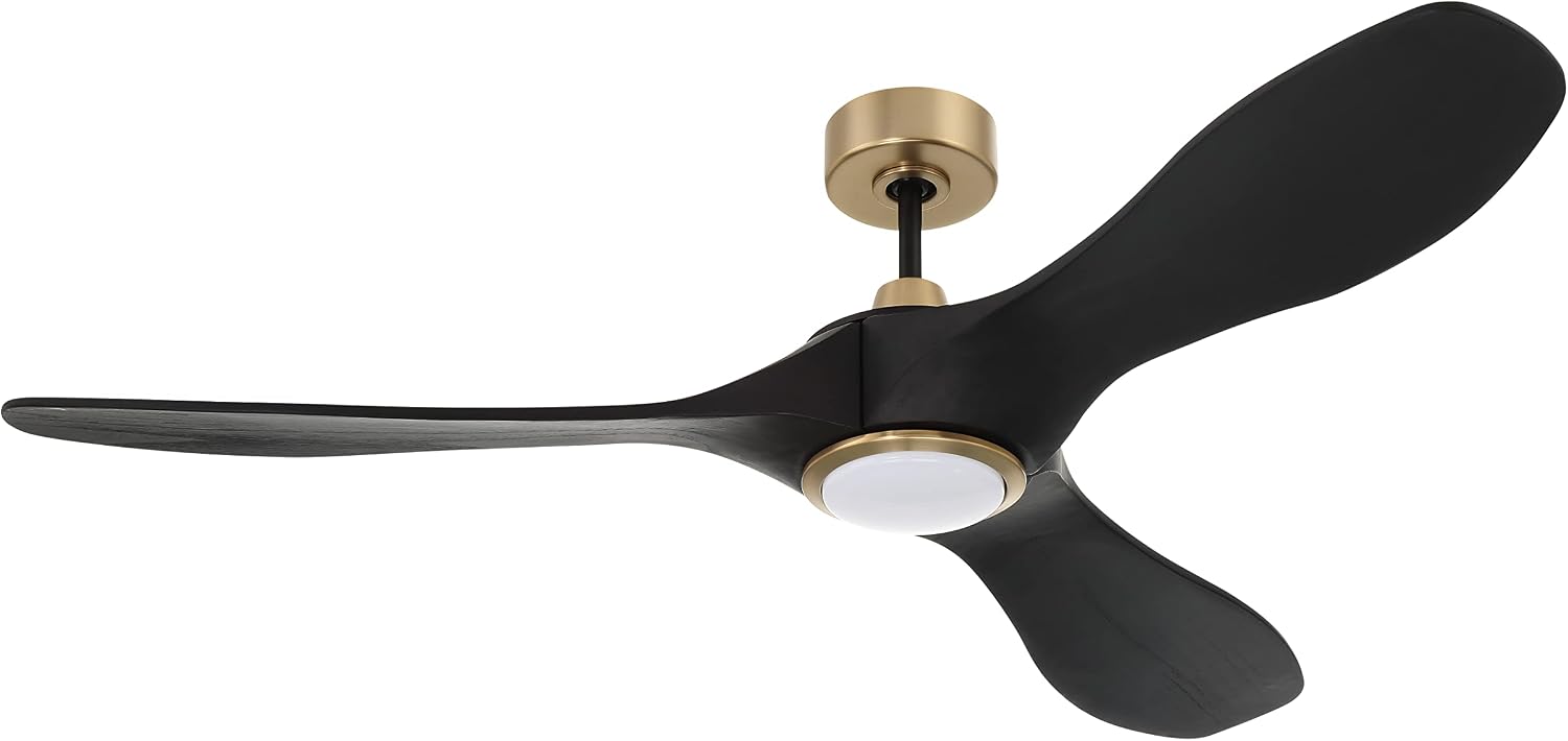 Craftmade EVY60FBSB3 Envy 60" Damp-Rated Ceiling Fan with LED Lights and Remote, Flat Black/Satin Brass