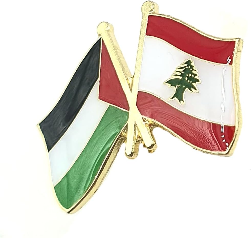 Lebanon Palestine Lebanese Palestinian Ally Friendship Metal Enamel Country Flags Pin Badge