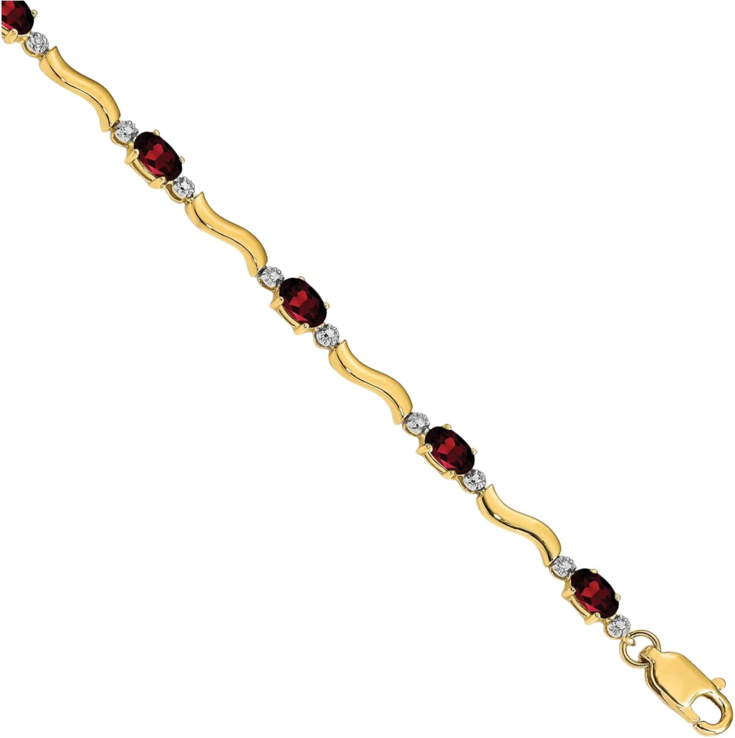 IceCarats 14K Solid Yellow Gold 2.70 carat Red Garnet Diamond Accent Tennis Bracelet 7 inch Oval Cut, Natural, Prong Set For Her