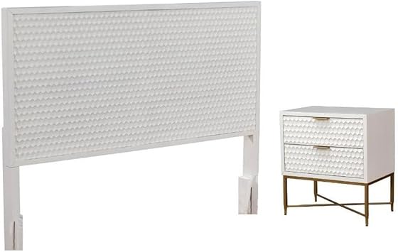 Home Square 2-Piece Set with King Headboard and 2 Drawer Nightstand in White