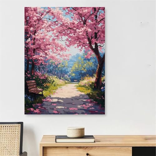 Arbre coloriage par numero adulte anti stress kit peinture acrylique sur toile avec pinceaux