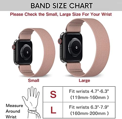 BMBEAR Stretchy Solo Loop Bands Compatible with Apple Watch 42mm 44mm 45mm 49mm Ultra Braided Elastic Weave Nylon Wristbands Women Men Straps for iWatch Series 8/7/6/5/4/3/2/1/SE Pink Sand - 1