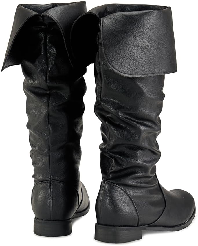 DUNHAO COS Medieval Male and Female Renaissance Pull On Mid Calf Gothic Boots Flat Jazz Boots Renaissance Boot