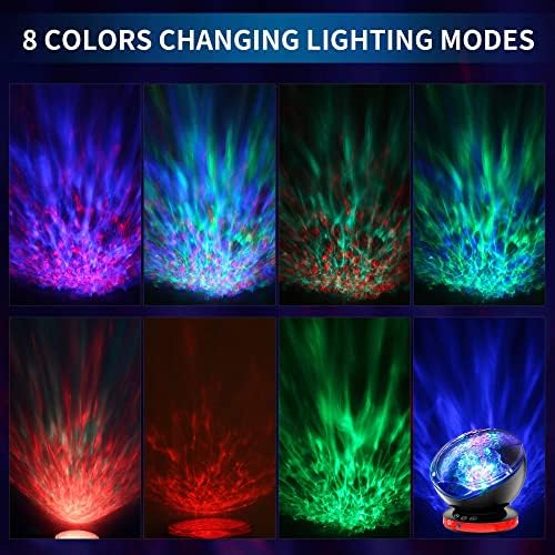Ocean Wave Projector, 8 Lighting Modes Skylight Projector with 6 Sleep Aids, Remote Control LED Projection Lamp, Timing Function, Room Projector Suitable for Children, Bedroom, Living Room Decoration