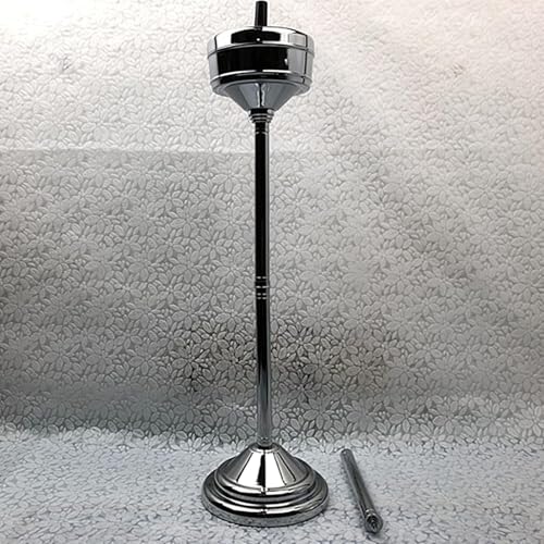 JIAOCKJIAO Cenicero de Pie para Exteriores, Cenicero Alto Metálico Giratorio para Cigarrillos, Cenicero con Soporte con Altura Ajustable y Tapa, Contenedor para Colillas(Silver)