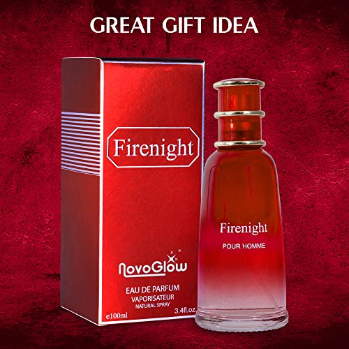 Novoglow Firenight Pour Homme- Eau De Parfum Spray Perfume, Fragrance For Men- Daywear, Casual Daily Cologne 3.4 Oz Bottle- Ideal Edt Beauty Gift For Birthday, Anniversary #TOP4