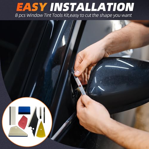 YIFUOK 20% VLT 20\"X100 FT Carbon HD Window Film Tint for Car and Home 2 PLY Window Tint Film Roll & 8 Pcs Installation Tools,Fit Window Privacy Film Blocks UV/IR Rays, Heat & Glare,Scratch Resistance