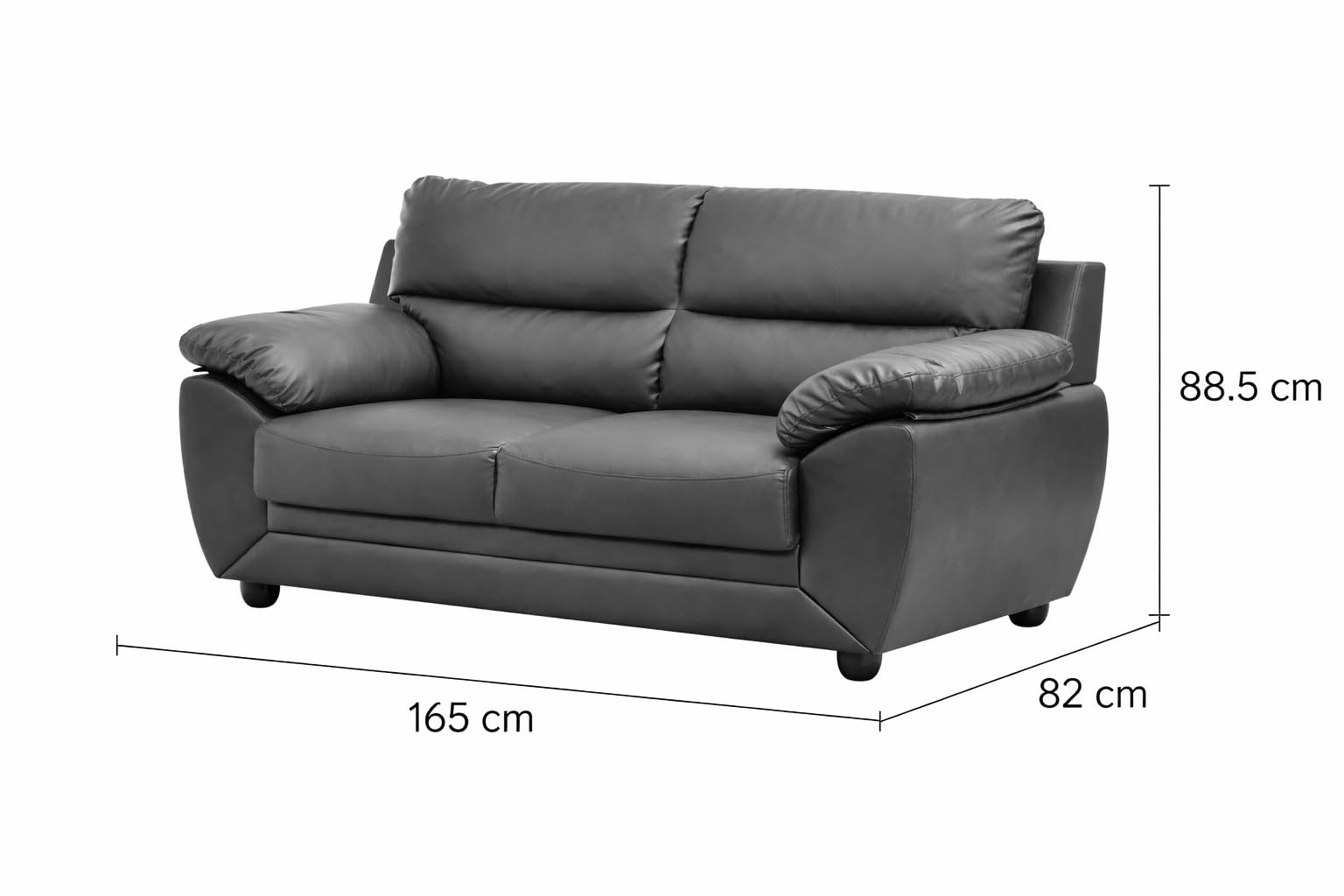 MUEBLIX.COM - Sofá de 2 Plazas Genova Tapizado en Piel Sintética PU, Estructura de Madera Reforzada y Asientos Acolchados de Alta Densidad (50kg/m³) para Salón, Color Negro