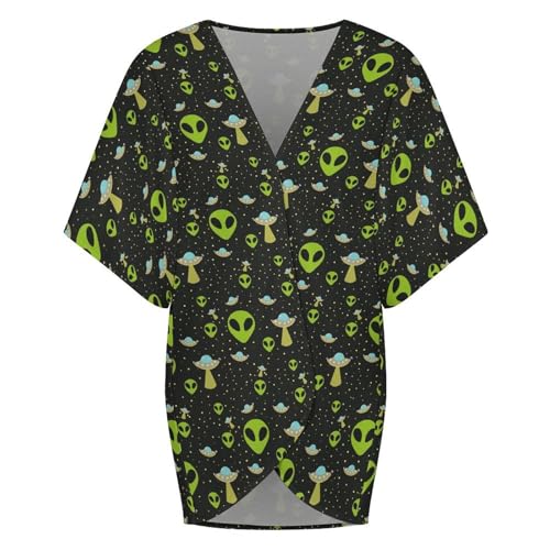 Dalmatian Print Summer Cardigan Women's Loose Cover Up Lightweight Open Front Casual Short Sleeve Blouse Beach Sleeve Tops4