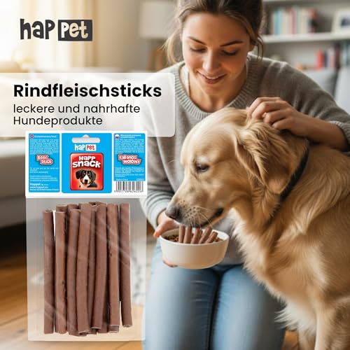 HAPPET Hundegröße - 100g Rinderkabanos - natürlicher Trainingsbeiß, gesunder und leicht verdaulicher Snack, reich an Eiweiß und fettarm, fördert die Mundhygiene