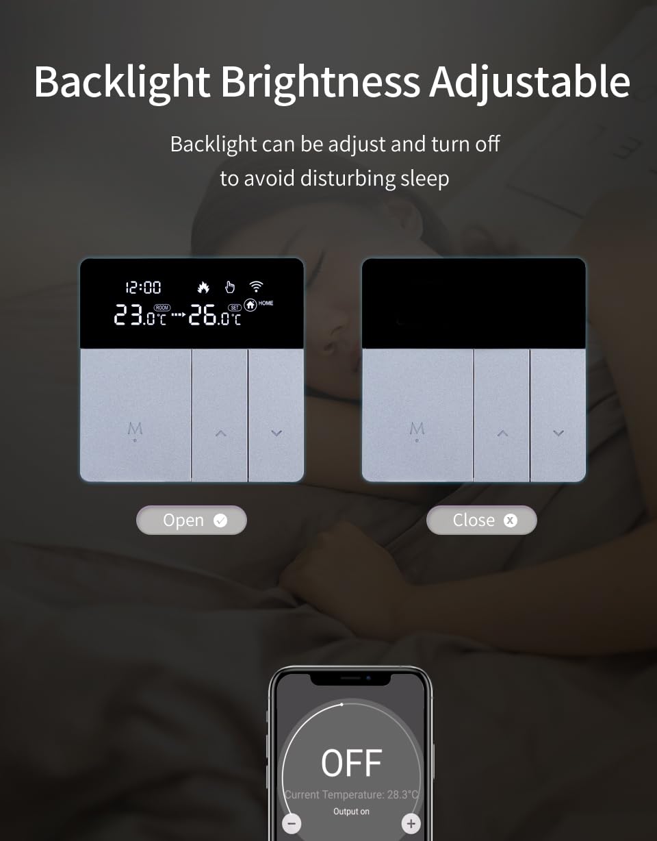 i8 Smart WiFi Termostato con controllo vocale (Alexa/Google) - Termostato interno programmabile, risparmio energetico, telecomando tramite app