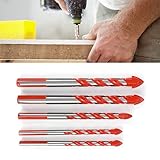 Bohrer für Keramikfliesen Mittelbohrer, multifunktionaler 5-teiliger Bohrer für Keramikfliesen aus Glas, Holz, Kunststoff